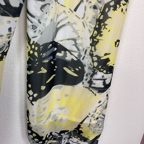 Cato NWOT Wide leg high waisted chiffon lined Yellow, Black Abstract Print Pants - Picture 11 of 16